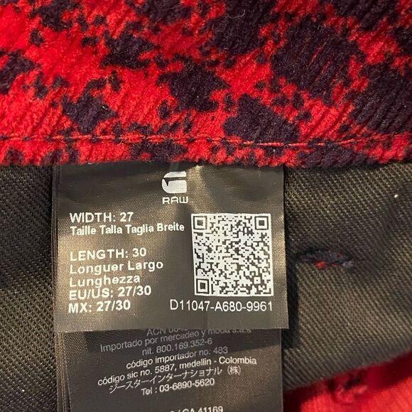 G-Star Raw 5622 MID BOYFRIEND TAPERED Lumberjack Check Pant Size 27X30 - Picture 7 of 10